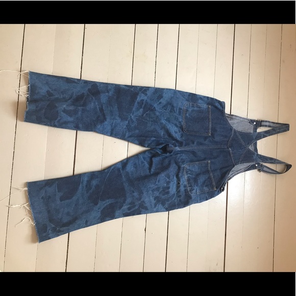 Jean overalls bleach tie-dye women’s LARGE - Picture 4 of 5